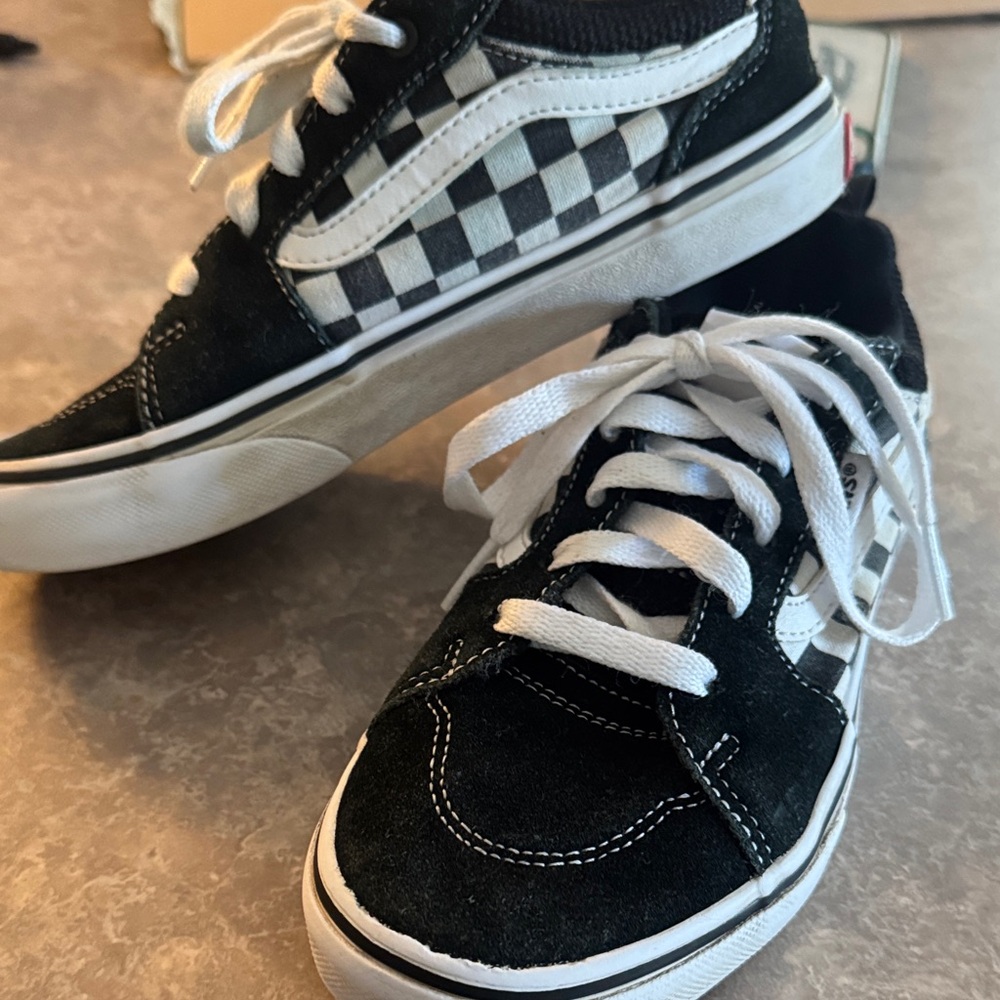 Vans Kids Checkered Black and White Sneakers